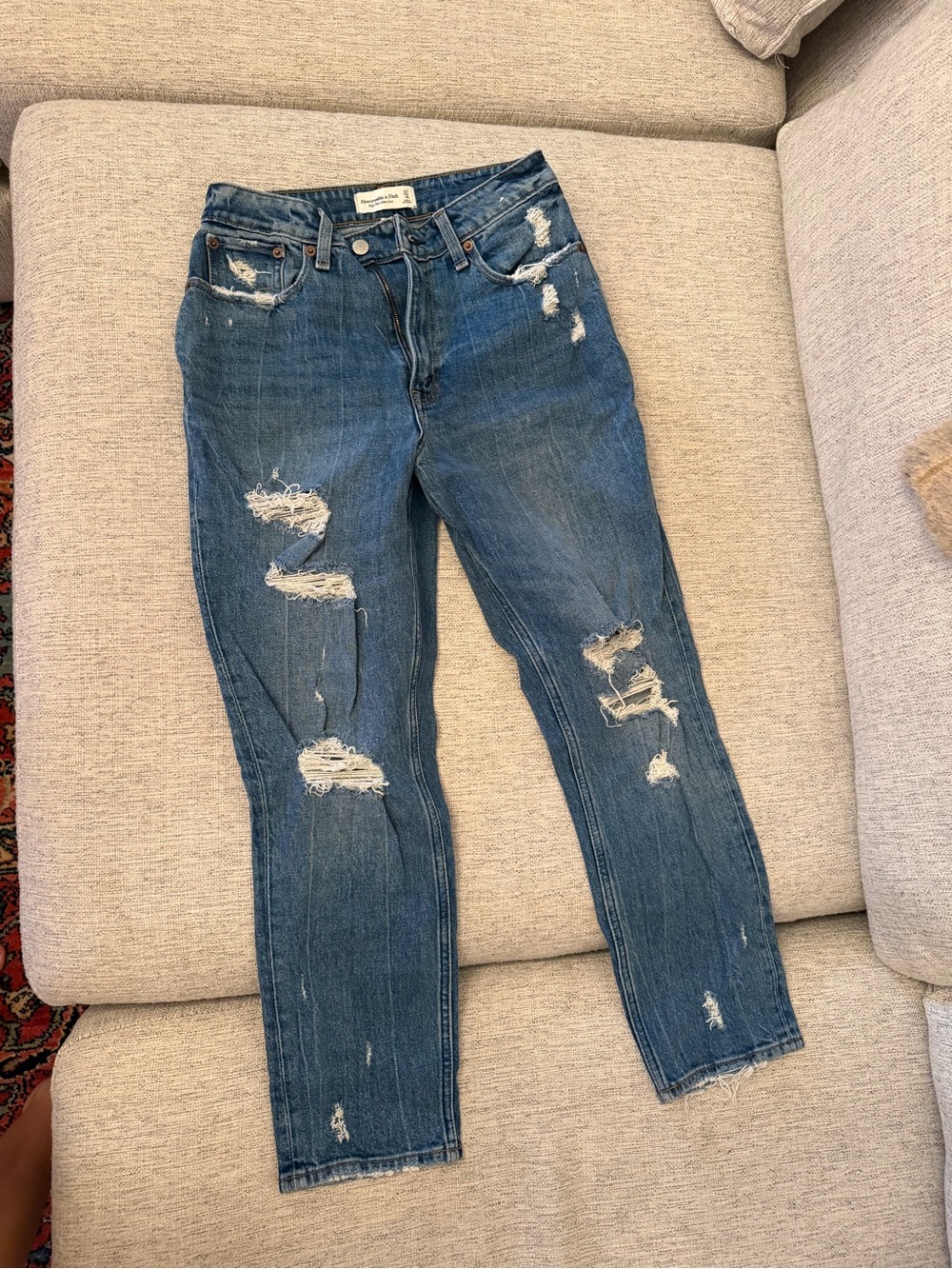 Abercrombie & Fitch Distressed High Rise Mom Jeans